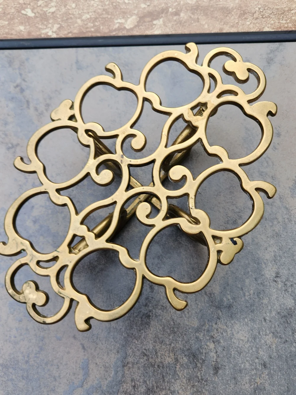 Solid Brass Warming Trivet In Apple Design